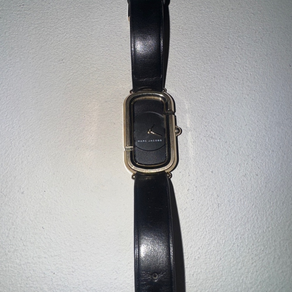 Marc Jacobs Black and Gold Rectangular Watch